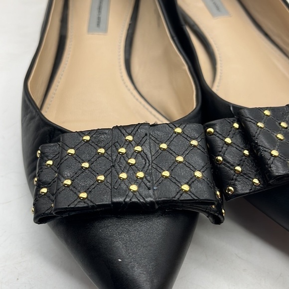 Classiques Entier Black Leather Studded Flats with bows Sz 8. BFL0560B - Picture 2 of 10